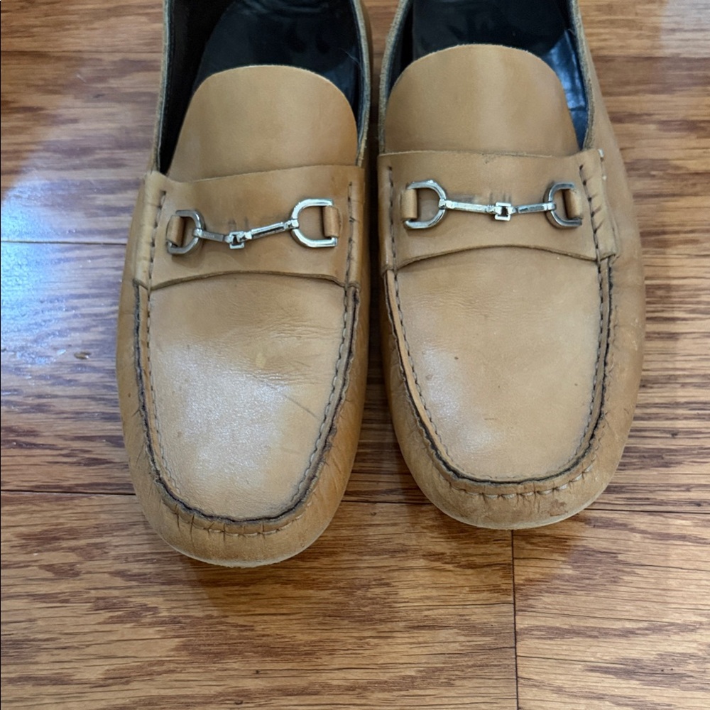 Gucci Tan Loafers with Silver Detail